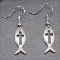 Fish & Cross Earrings