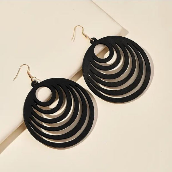 Black Circle Earrings