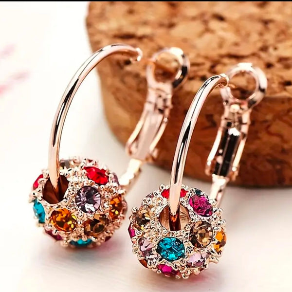 Rhinestone Ball Hoop Earrings