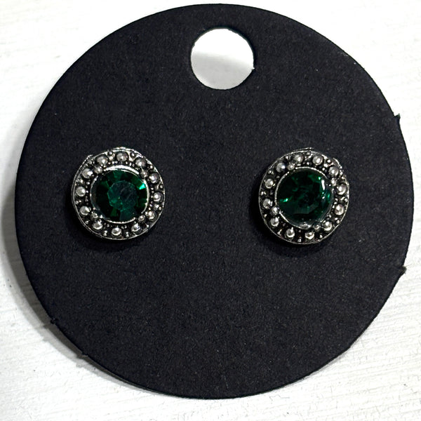 Silver and Emerald Earrings