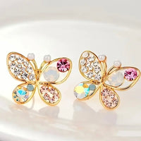 Butterfly with Rhinestone Stud Earrings