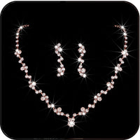 Rose Gold Rhinestone Necklace & Earrings