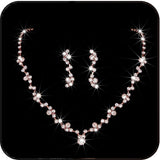 Rose Gold Rhinestone Necklace & Earrings