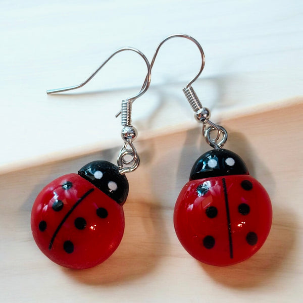 Lady Bug Dangle Earrings