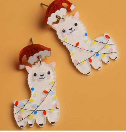 Santa Alpaca Earrings