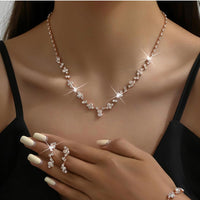 Rose Gold Rhinestone Necklace & Earrings