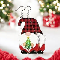 Gnome Plaid Hat Christmas Earrings