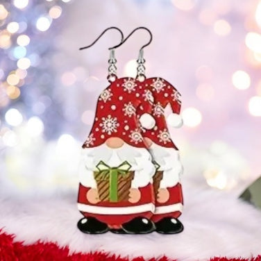 Gnome Christmas Present Earrings