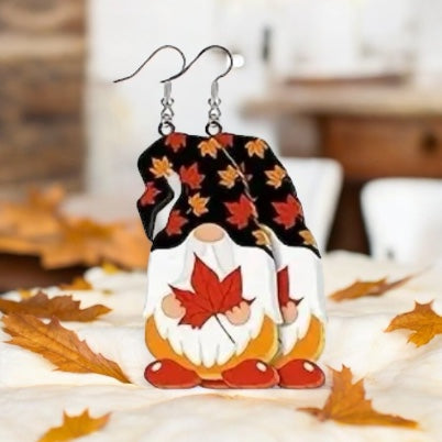 Gnome Fall Leaf Earrings