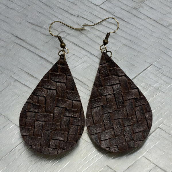 Faux Leather Teardrop Earrings