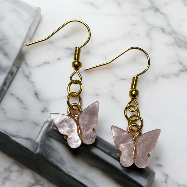 Light Pink Butterfly Earrings