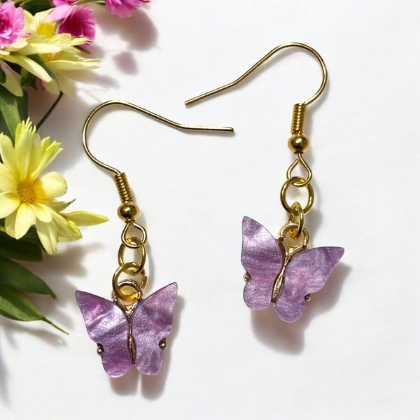 Purple Butterfly Earrings