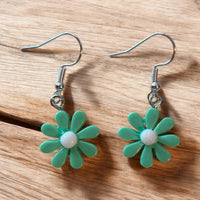 Green Daisy Earrings