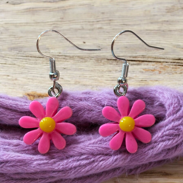 Pink Daisy Earrings
