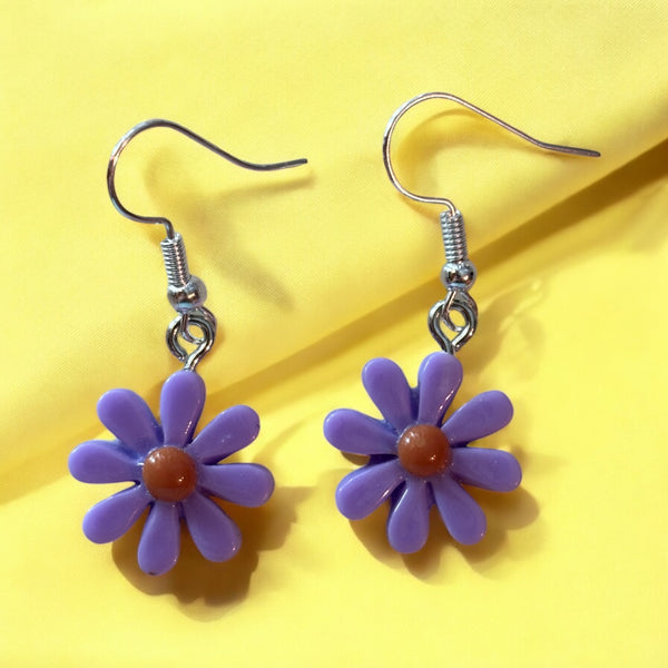 Purple Daisy Earrings