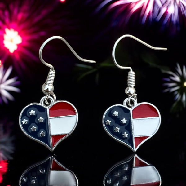 Patriotic Heart Earrings