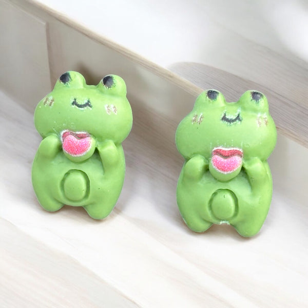 Frog Holding Heart Earrings