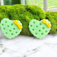 Green Heart with Yellow Bow Earrings