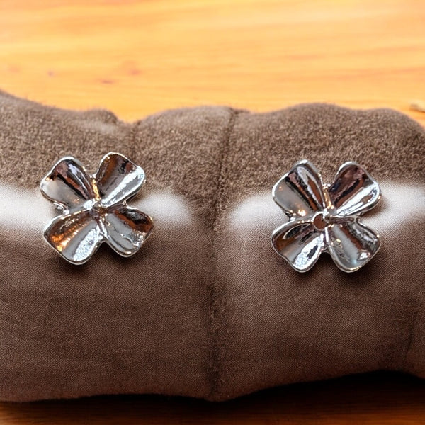Silver Flower Stud Earrings