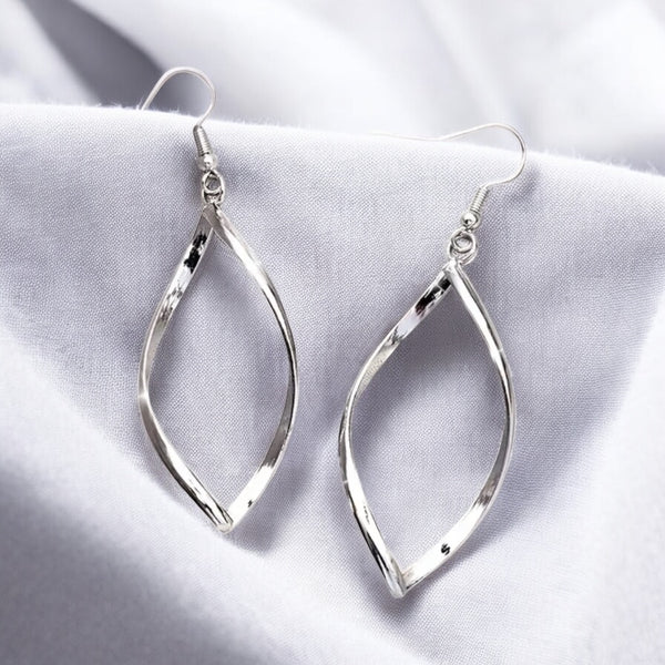 Silver Hollow Twisted Earrings