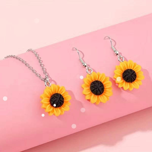 Sunflower Necklace & Earrings