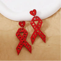 Wooden Cancer Ribbon Earrings